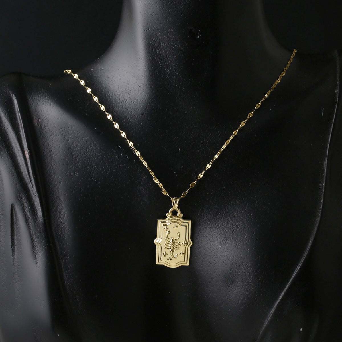 14K Yellow Gold Retro Scorpio Zodiac Pendant