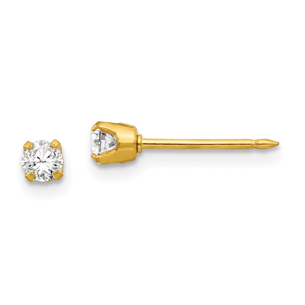 14K Yellow Gold Inverness 3mm Cz Earrings