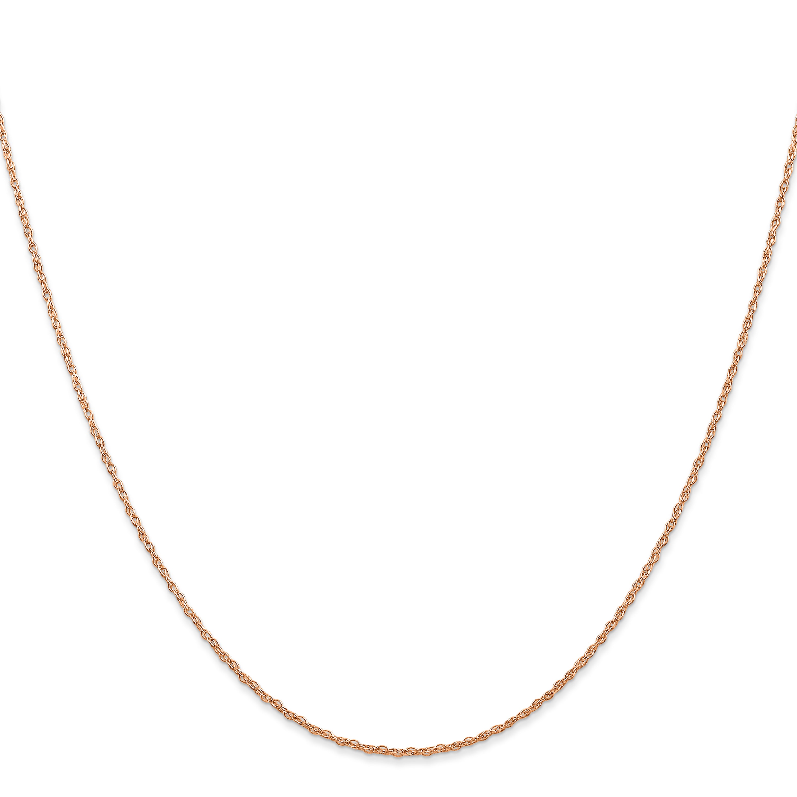 14K Rose Gold 16 Inch Carded .7mm Cable Rope With Spring Ring Clasp Chain Necklace