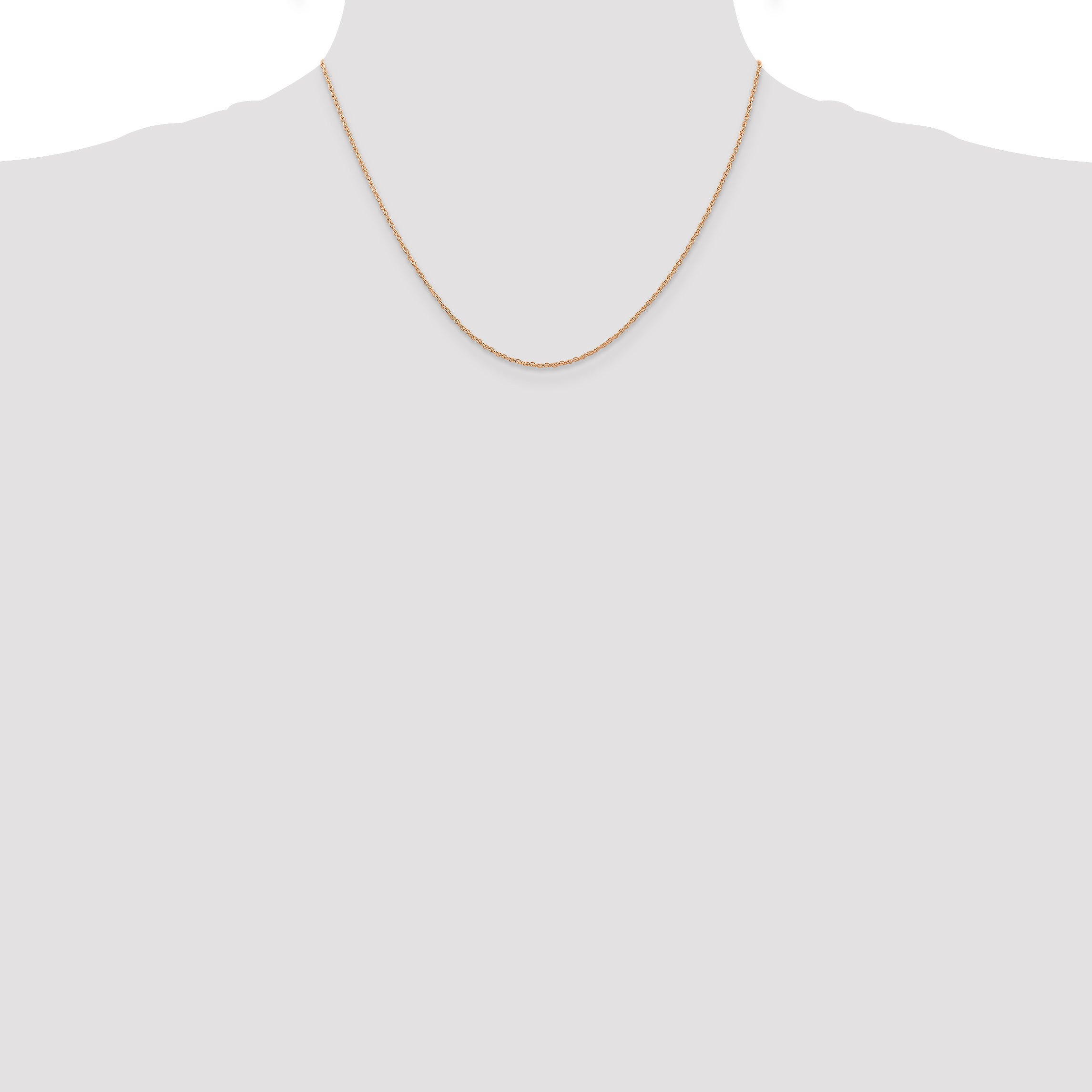 14K Rose Gold 18 Inch Carded .7mm Cable Rope With Spring Ring Clasp Chain Necklace