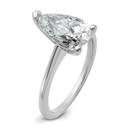 14K White Gold 2 1/2 carat Certified Lab Grown Diamond VS+ F+ Pear Solitaire Complete Engagement Ring