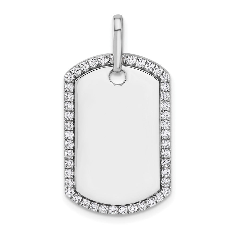 14K White Gold Personalized Diamond Dog Tag Charm
