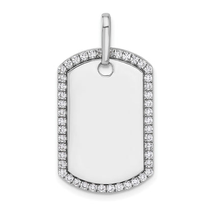 14K White Gold Personalized Diamond Dog Tag Charm