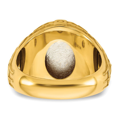 14K Two-Tone Gold Engravable Round Signet ring