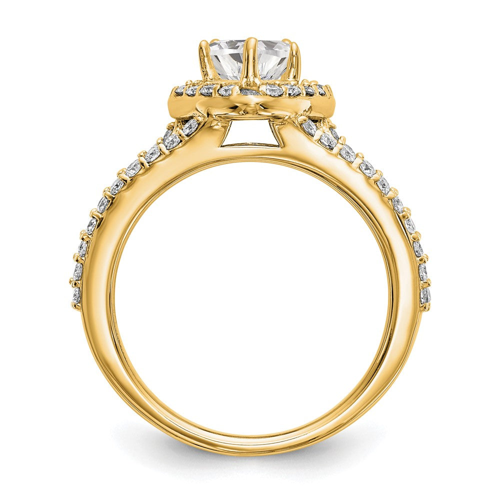 14K Yellow Gold Diamond Heart Semi-Mount Halo Engagement Ring