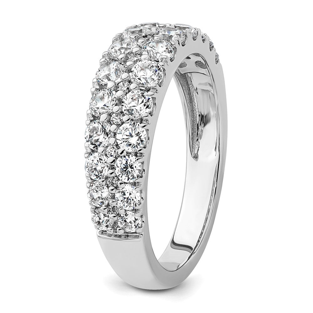 True Origin 14K White Gold 1 1/4 carat Lab Grown Diamond VS+ F+ Double Row Complete Wedding Band Ring