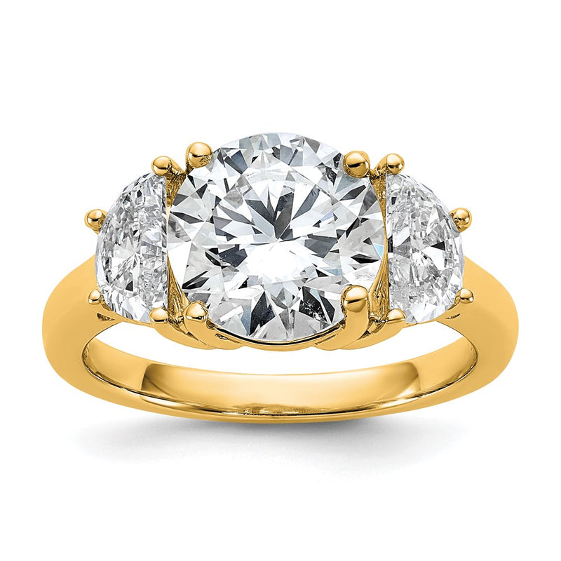 14K Yellow Gold 4 carat Certified Lab Grown Diamond VS/SI+ G+ Round Complete Three Stone Engagement Ring