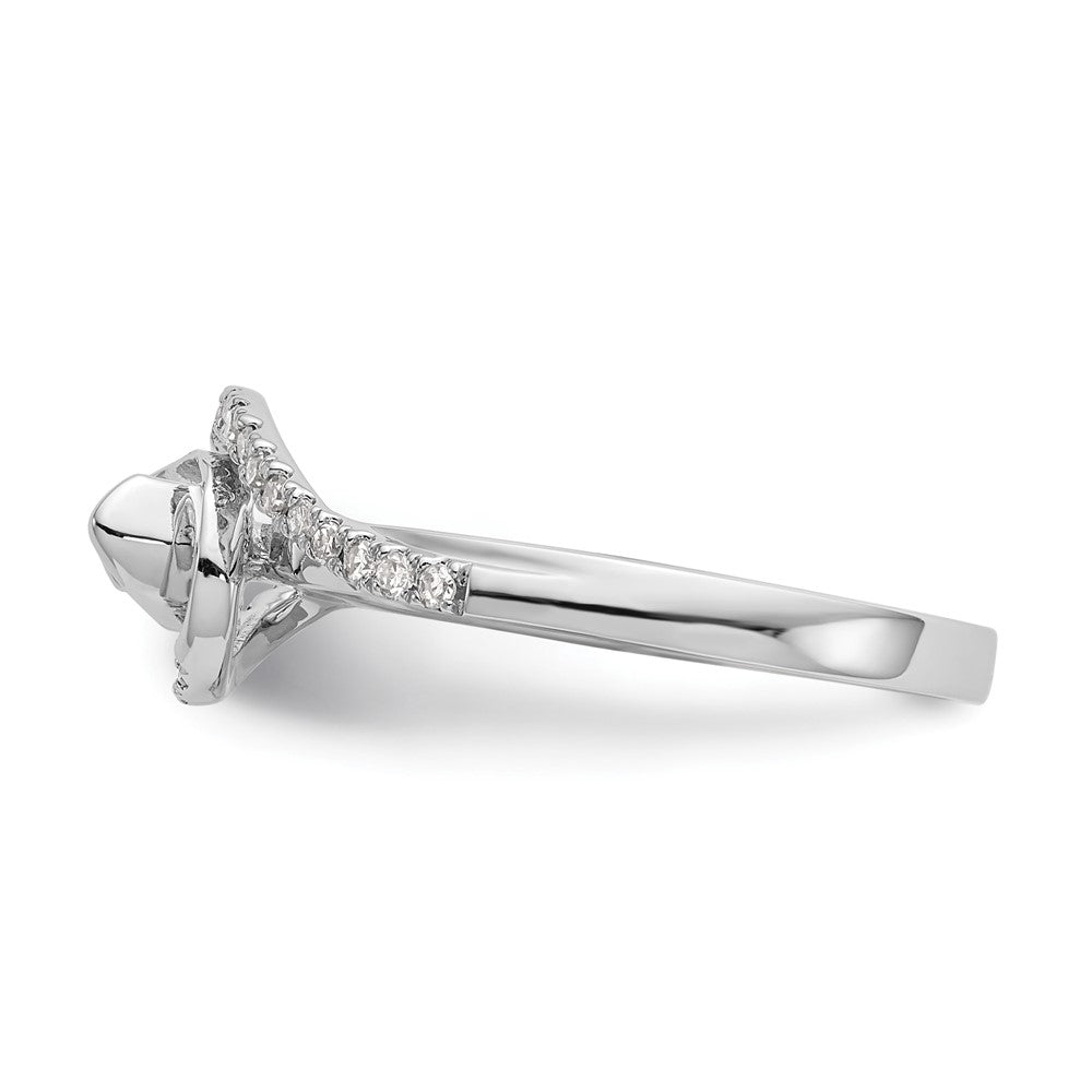 14K White Gold By-Pass (Holds 1/3 carat (4.5mm) Round Center) 1/6 carat Diamond Semi-mount Engagement Ring