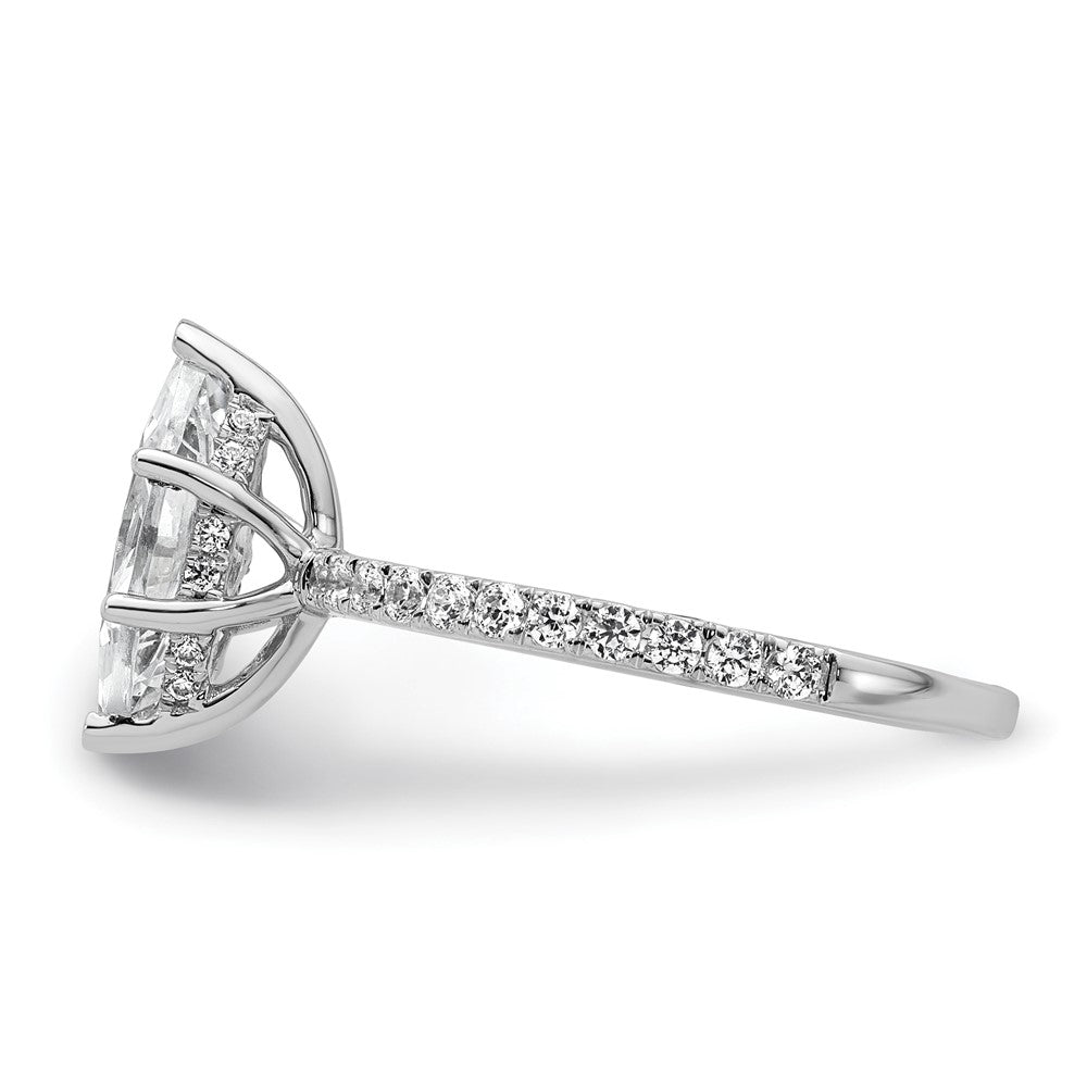14K White Gold 2 carat Certified Lab Grown Diamond VS/SI+ G+ Marquise Complete Solitaire with Flair Engagement Ring