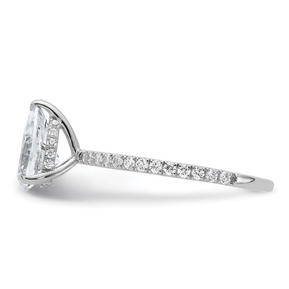 14K White Gold 1 3/8 carat Certified Lab Grown Diamond VS/SI+ G+ Pear Complete Solitaire with Flair Engagement Ring