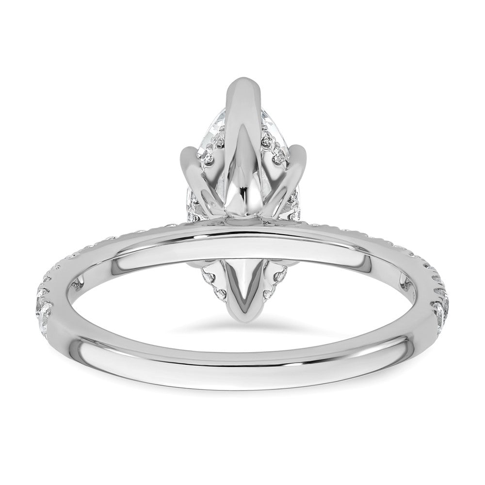 14K White Gold 2 5/8 carat Certified Lab Grown Diamond VS+ F+ Marquise Complete Solitaire with Flair Engagement Ring
