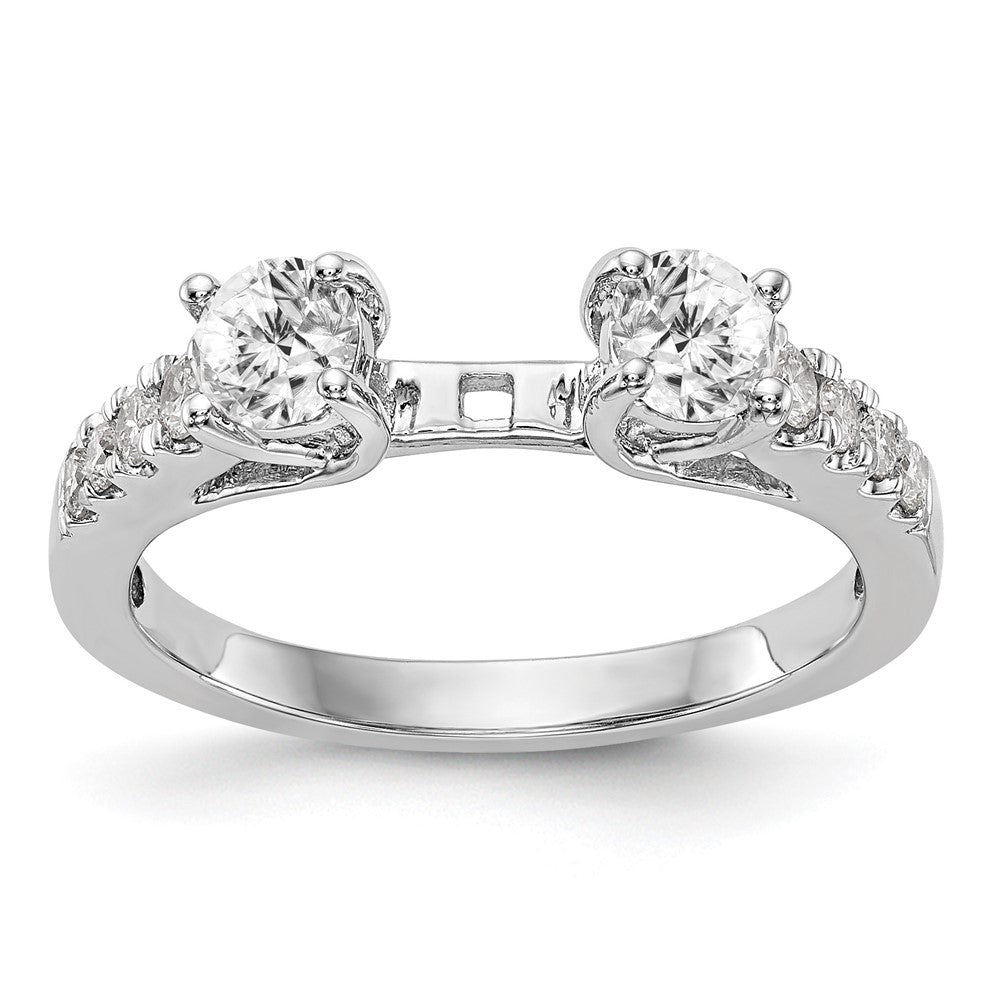 14K White Gold Round Simulated Diamond Halo Engagement Ring