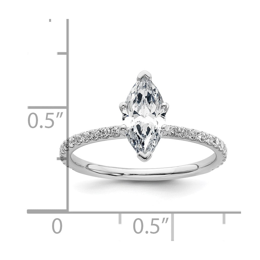 14K White Gold 1 3/8 carat Certified Lab Grown Diamond VS+ F+ Marquise Complete Solitaire with Flair Engagement Ring