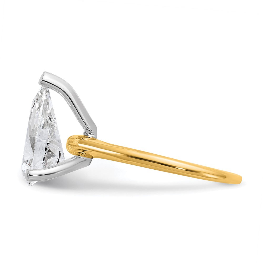 14K Two-Tone Gold Two-tone 3 carat Lab Grown Diamond VS+ F+ Pear Solitaire Complete Engagement Ring