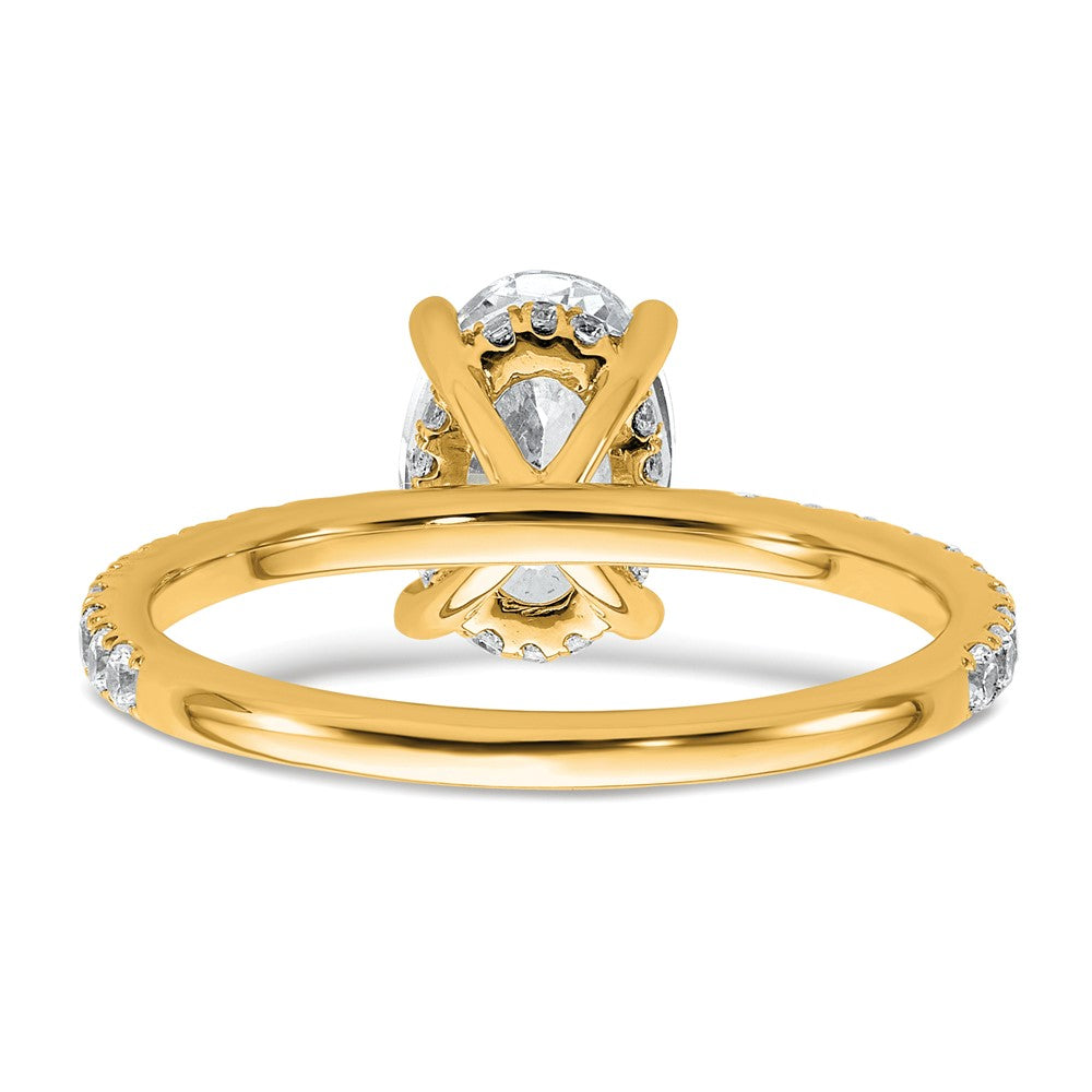 14K Yellow Gold 1 7/8 carat Certified Lab Grown Diamond VS/SI+ G+ Oval Complete Solitaire with Flair Engagement Ring