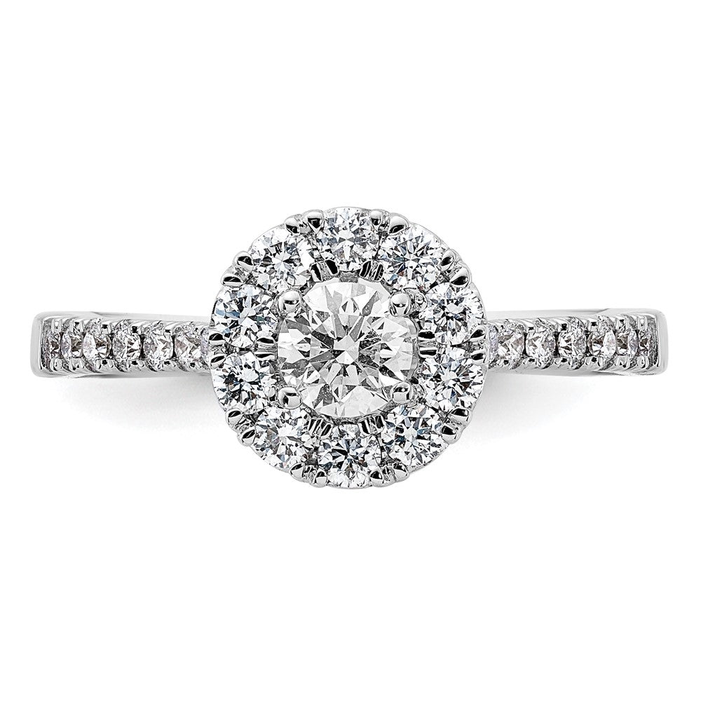 True Origin 14K White Gold 1 carat Lab Grown Diamond VS+ F+ Complete Halo Engagement Ring