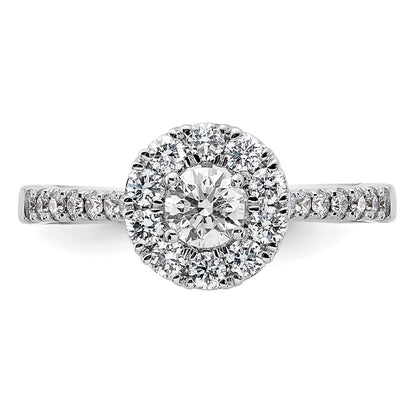 True Origin 14K White Gold 1 carat Lab Grown Diamond VS+ F+ Complete Halo Engagement Ring