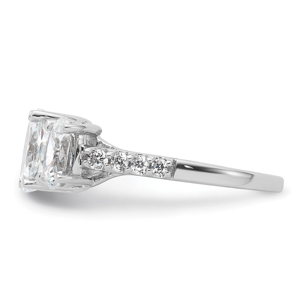 14K White Gold 2 3/4 carat Lab Grown Diamond VS+ F+ Oval Complete Three Stone Engagement Ring