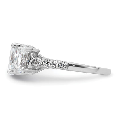 14K White Gold 2 3/4 carat Lab Grown Diamond VS+ F+ Oval Complete Three Stone Engagement Ring
