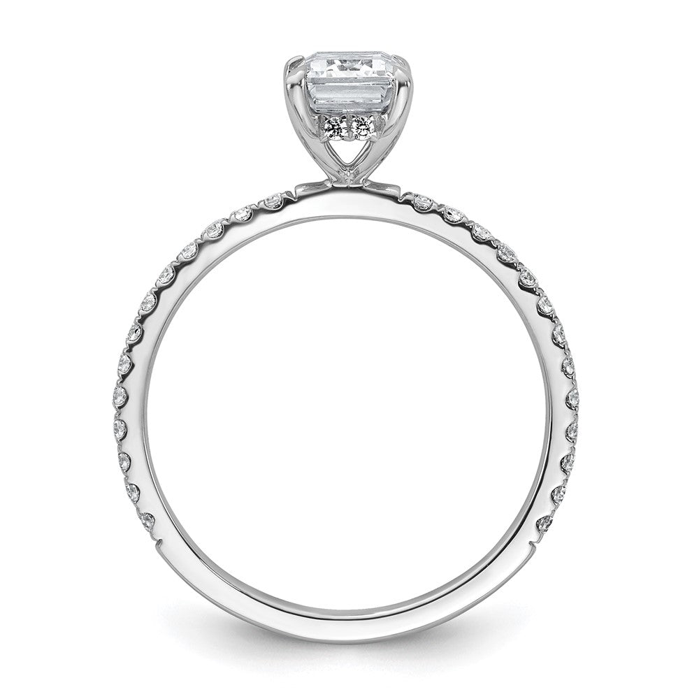 14K White Gold 1 3/8 carat Certified Lab Grown Diamond VS/SI+ G+ Emerald Complete Solitaire with Flair Engagement Ring