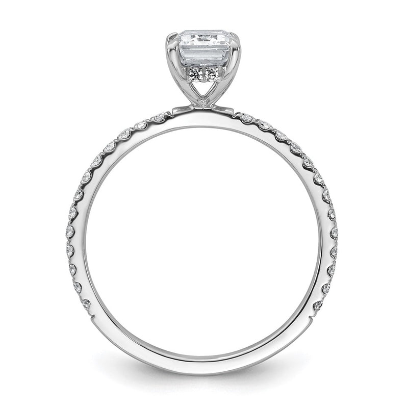 14K White Gold 1 3/8 carat Certified Lab Grown Diamond VS/SI+ G+ Emerald Complete Solitaire with Flair Engagement Ring