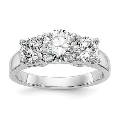 14K White Gold 3-Stone Peg Set Center Semi-mount Diamond Engagement Ring