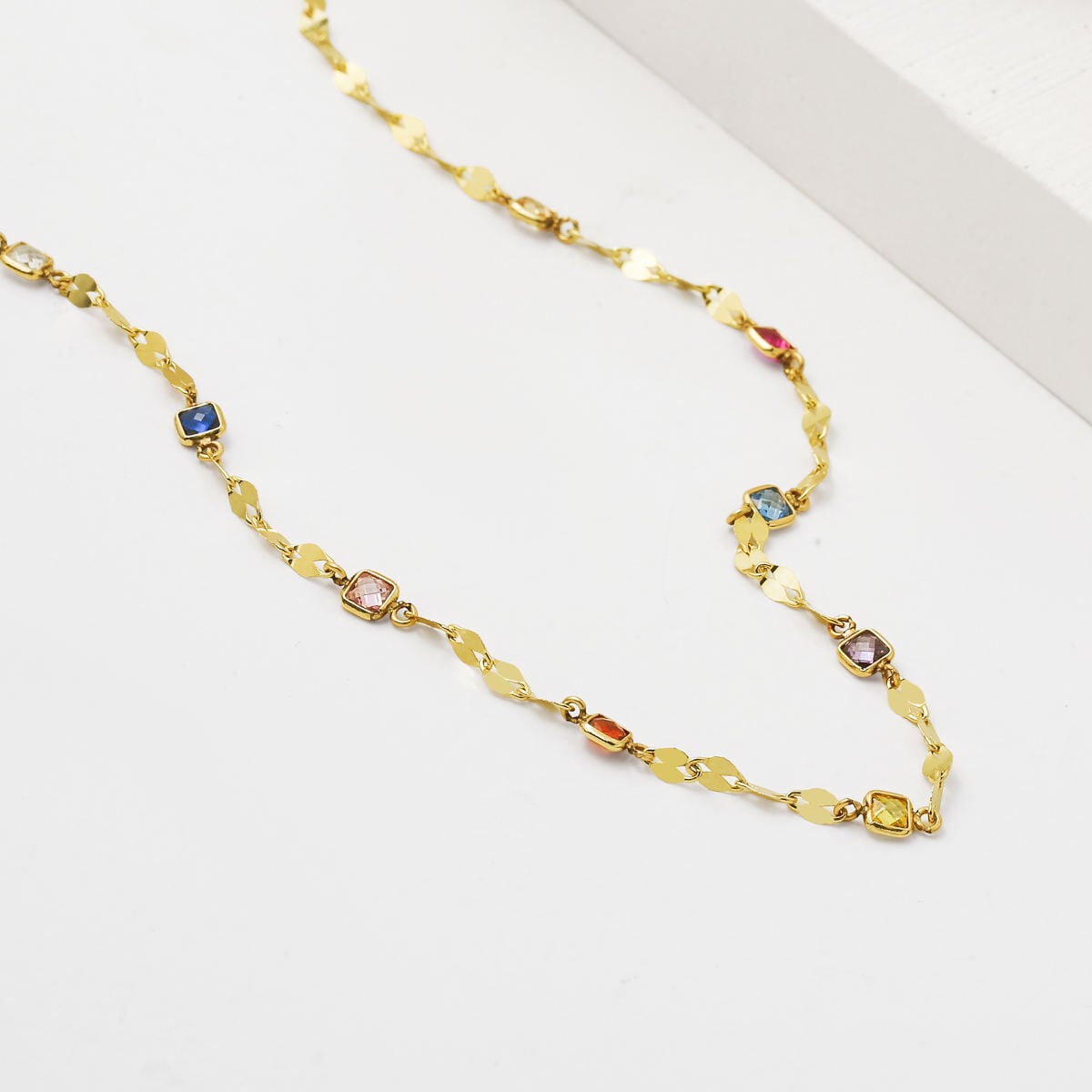 14K Yellow Gold Spring Colors Cubic Zirconia Necklace Bracelet Set