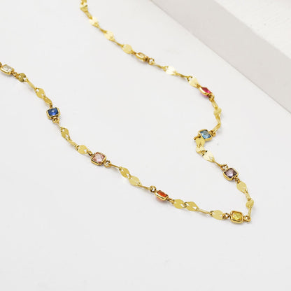 14K Yellow Gold Spring Colors Cubic Zirconia Necklace Bracelet Set