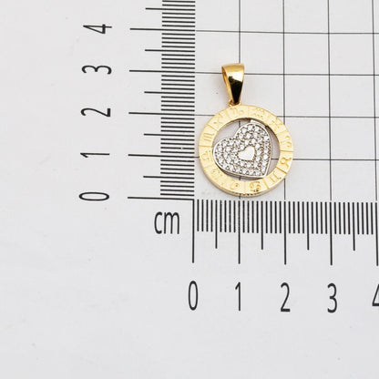 14K Yellow Gold Heart Zodiac Cubic Zirconia Pendant