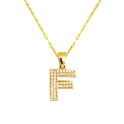 14K Yellow Gold Initial F Cubic Zirconia Necklace