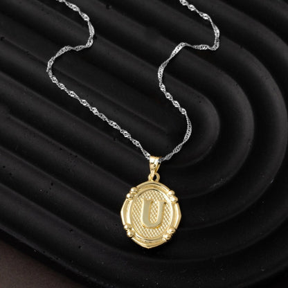 14K Yellow Gold Italian U Initial Pendant