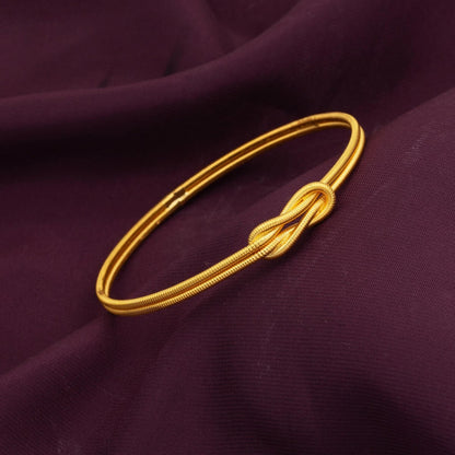 22K Yellow Gold Ajda Love Knot Ribbed Bangle