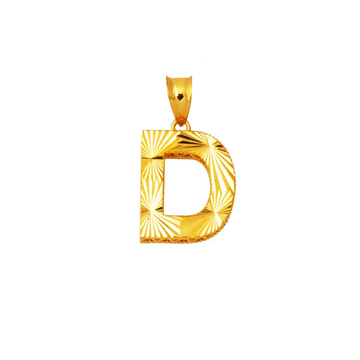 22K Yellow Gold Three Dimensional Initial D Pendant