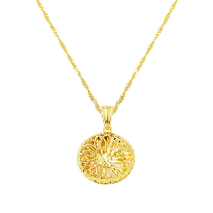14K Yellow Gold Filigree Engraved Necklace