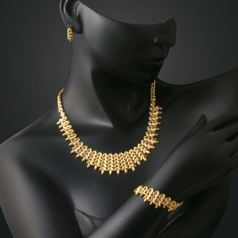 14K Yellow Gold Wheat Cleopatra Wedding Set