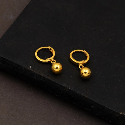 22K Yellow Gold Ball Dangle Earrings