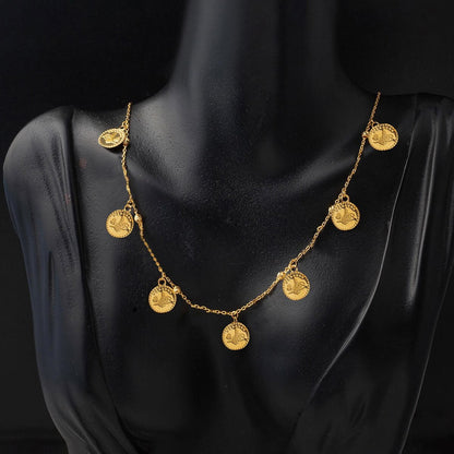 22K Yellow Gold Ottoman Tughra Stacked Necklace
