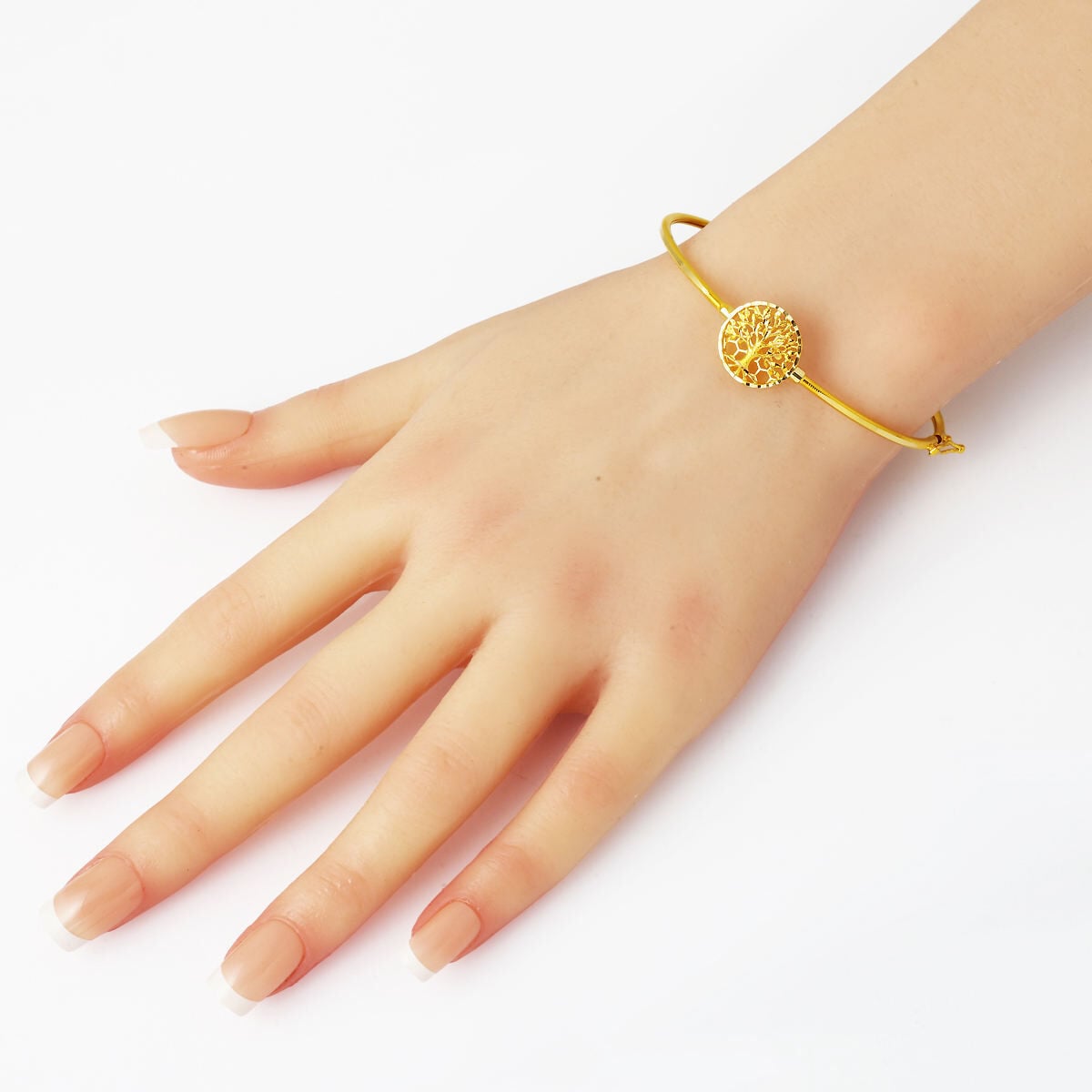 14K Yellow Gold Life Tree Ajda Lock Bangle