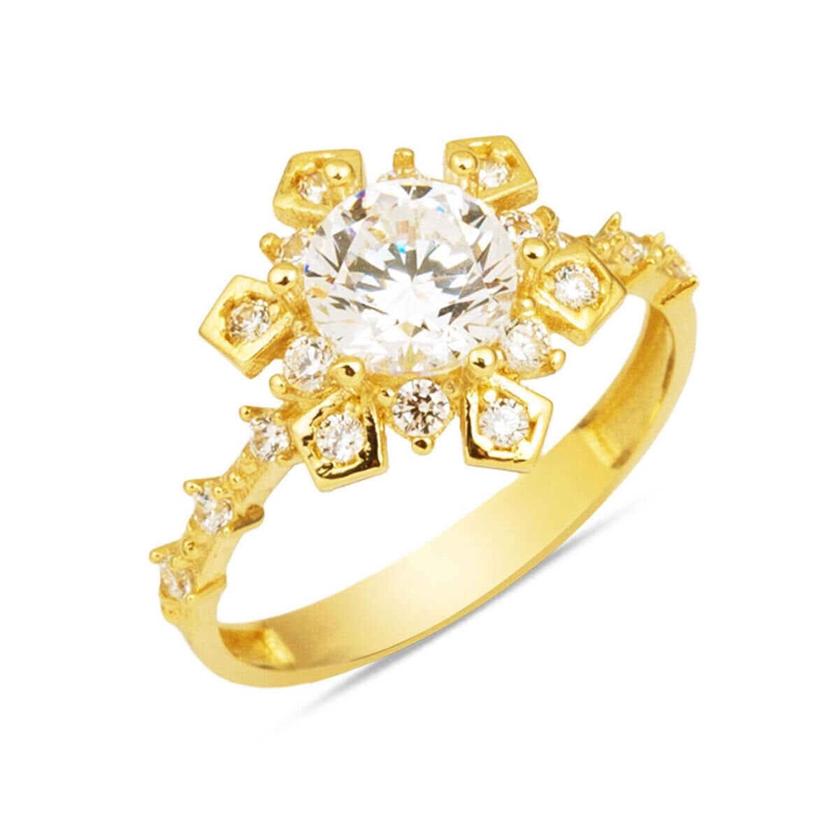 14K Yellow Gold Serenay Solitaire Cubic Zirconia Ring