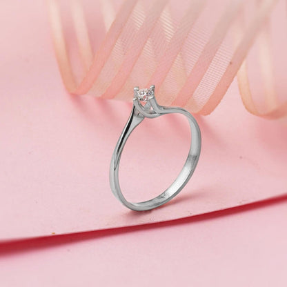 14K White Gold Illusion Solitaire Diamond Ring