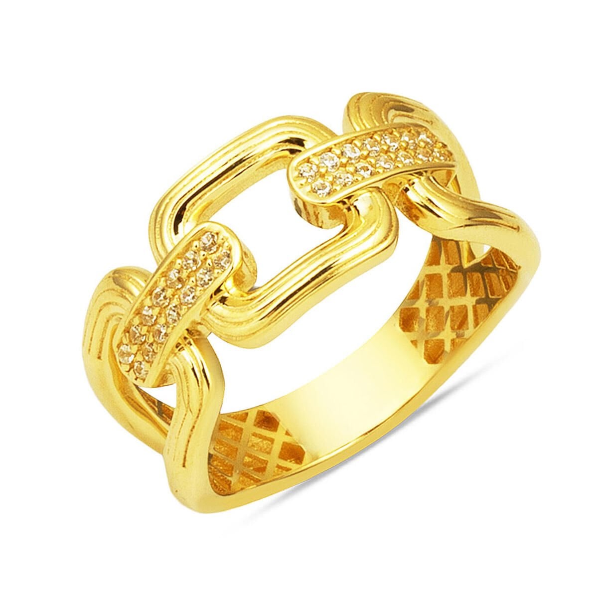 14K Yellow Gold Chavira Chain Cubic Zirconia Ring