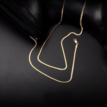 14K Yellow Gold Herringbone Chain Necklace 50 cm