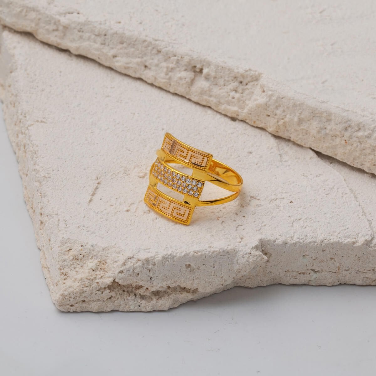 14K Yellow Gold Designer Inspired Cubic Zirconia Ring