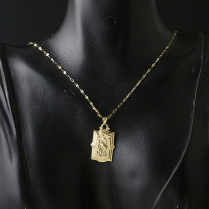 14K Yellow Gold Retro Aquarius Zodiac Pendant