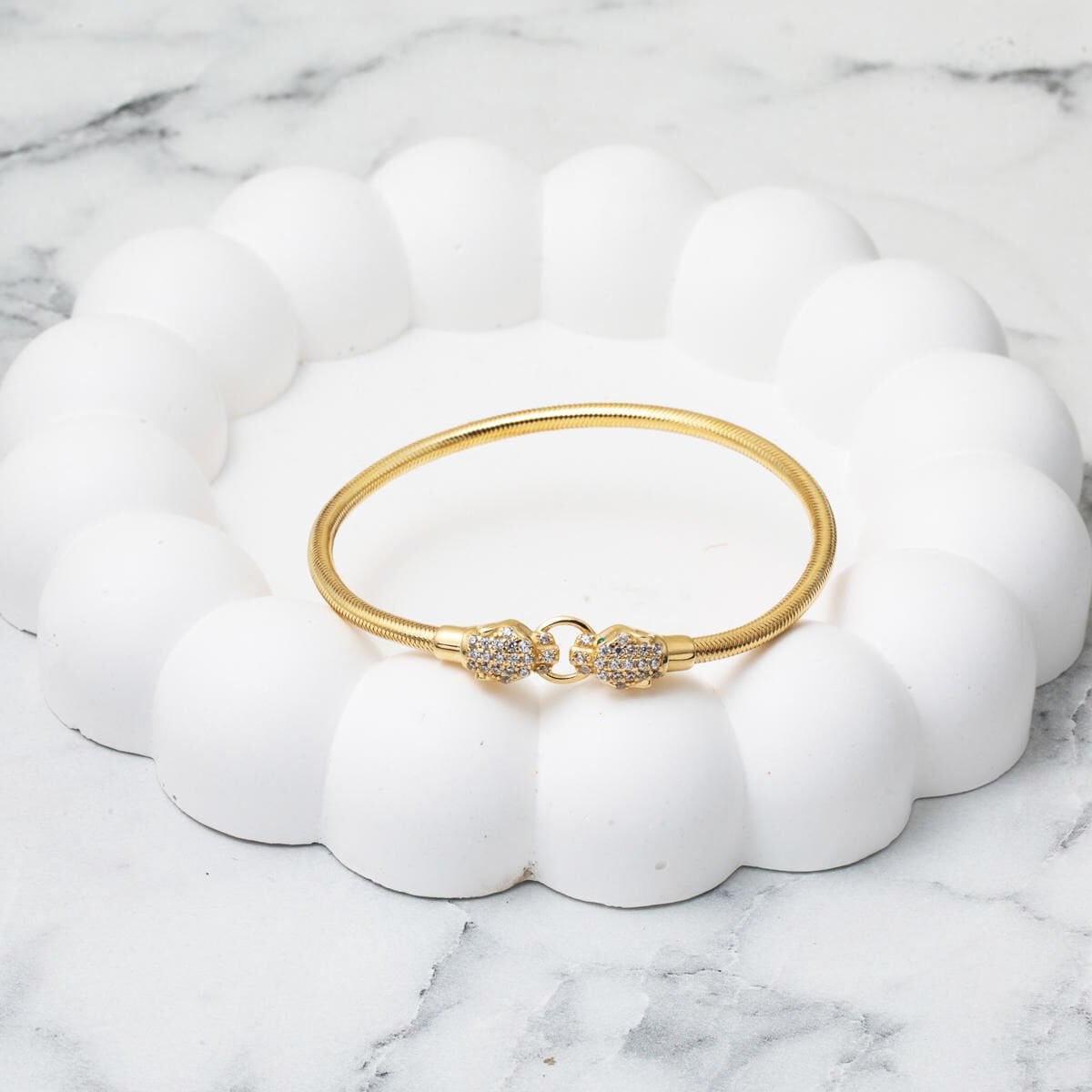 14K Yellow Gold Jaguar Italian Cubic Zirconia Bracelet