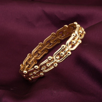 14K Yellow Gold Designer Inspired Hinged Cuff Bangle (13.52 g)