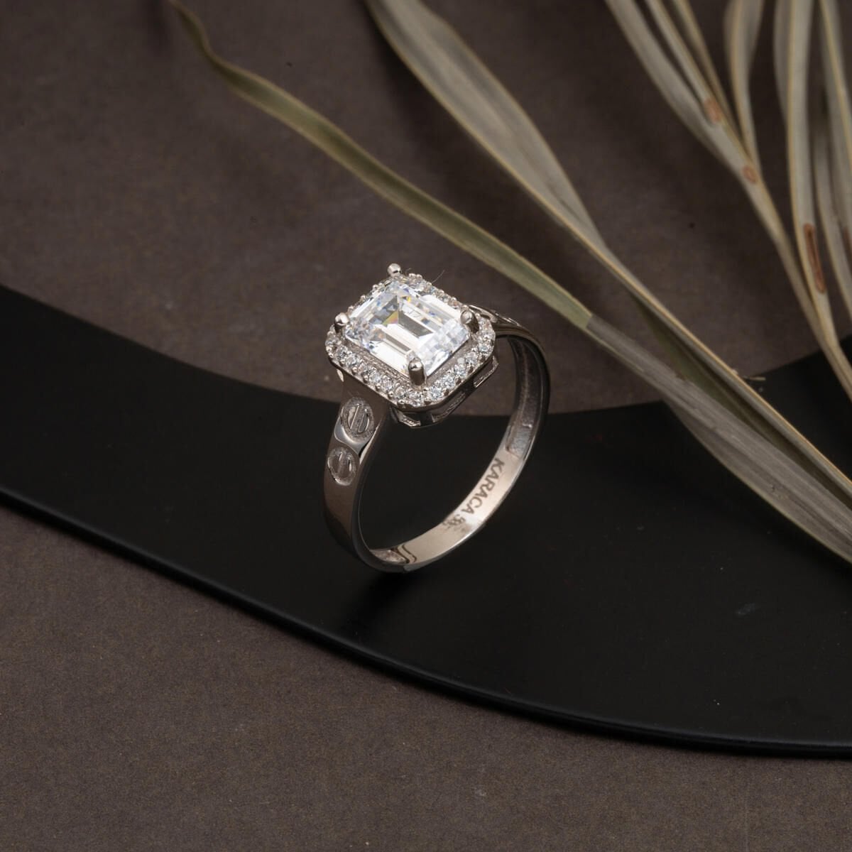 14K White Gold Designer Inspired Baguette Cubic Zirconia Ring