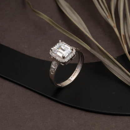 14K White Gold Designer Inspired Baguette Cubic Zirconia Ring