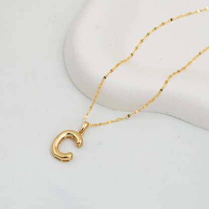 14K Yellow Gold C Balloon Initial Necklace