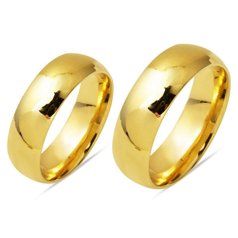 14K Yellow Gold 8 mm Wide Wedding Band Set